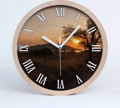 Produktbild von Holzuhr 30fi cm wanduhr - weiße Spitzen - Sonnenuntergang