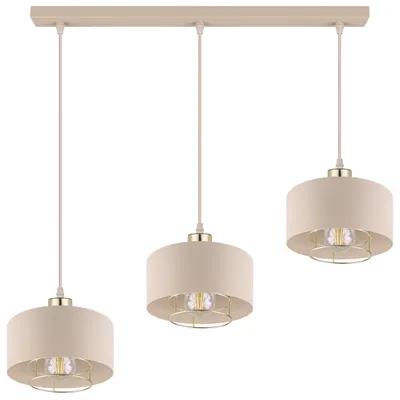 Produktbild von MasterLED Pendelleuchte 3-flammig E27 Beige Goldfarben 70 cm für Esstisch Nilo