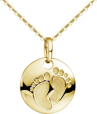 Produktbild von MATERIA by Matthias Wagner Babyfuß Anhänger mit Kette Silber 925 vergoldet - Geburtsgeschenk KA-454-Gold