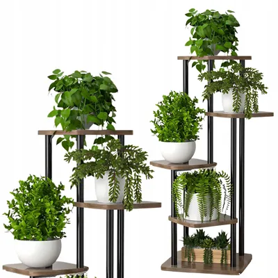 Produktbild von Pflanzenständer im Loft-Stil - 106 cm - Metall-Pflanzenregal - Für 5 Blumen