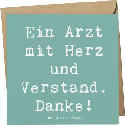 Produktbild von Mr. & Mrs. Panda Grußkarte Spruch Arzt mit Herz - Meeresbrise - Geschenk, Anerkennung, Bedanken, besondere Momente, Ärztin, Glückwunschkarte, Lächeln, Wertschätzung
