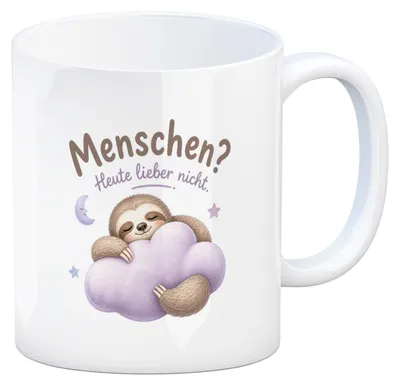 Produktbild von Kaffeebecher Faultier - Kaffeetasse für Morgenmuffel Tasse Mit Spruch: Menschen