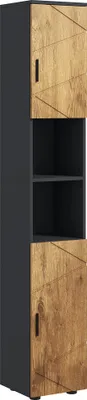 Image de kleankin Meuble colonne armoire rangement salle de bain 2 portes étagère réglable 2 niches armoire de toilette 30 x 30 x 183 cm chêne gris foncé