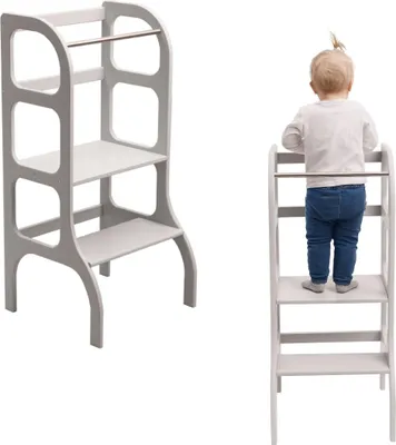 Produktbild von Helferturm | Montessori Küchenhelfer für Kinder | Lernturm Schemel aus Holz | Küchenhelfer Lernstuhl | Stehhocker