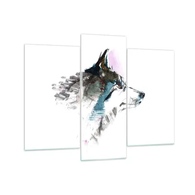 Produktbild von Bilder auf glas - Hund Illustration Fantasie - 130x100cm - Glasbilder - Wandbilder - Kunstdruck - zum Aufhängen bereit - Wanddekoration aus Glas - Glas Bilder - Wandbild auf Glas - GCB130x100-3100