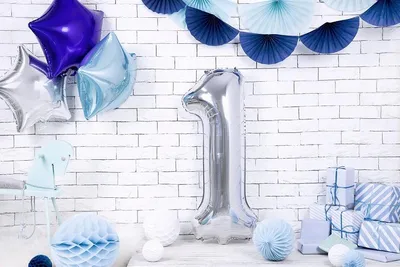 Produktbild von Folienballon Zahl "1", silber, 86cm, 1 Stk.