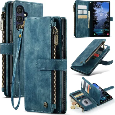 Obrázek produktu pro Galaxy A25 Pouzdro,PolyuretanKožené Pouzdro na Zip, Magnetické Uzavírání, Kapsa na Karty, Stojánek, Peněženka, Ochranné Pouzdro pro Samsung Galaxy A25 modré