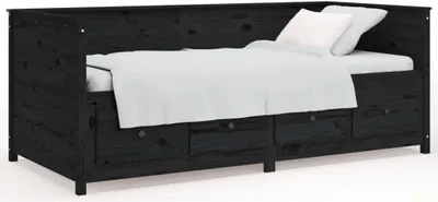 Image de Lit de jour sans matelas noir 75x190 cm bois de pin massif
