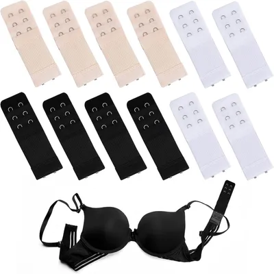 Obrázek produktu pro Prodlužovače podprsenky, 12 kusů, 2 háčky, 3 řady, elastický nylon, šetrný k pokožce, vhodné pro těhotenství a při přibývání na váze