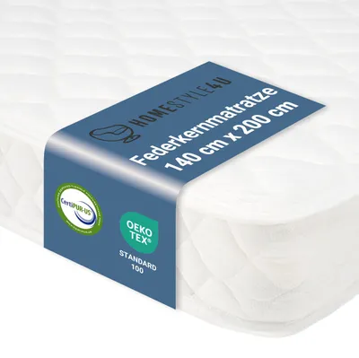 Produktbild von Homestyle4u Matratze Federkernmatratze 140x200 | 15 cm | h3 Komfortmatratze Stoff Weiß