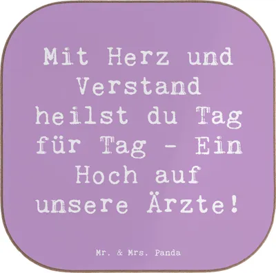 Produktbild von Mr. & Mrs. Panda Tischuntersetzer Spruch Arzt Herz Verstand - Lavendeltraum - Geschenk, Mediziner, gläseruntersetzer, Dankbarkeit, Untersetzer für Gläser, Quadratisch