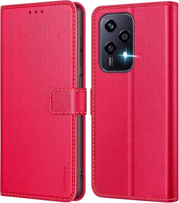 Immagine prodotto di Custodia per cellulare Honor 200 Lite - Custodia flip in pelle premium con slot per schede e funzione stand - Rosso