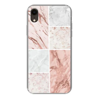 Produktbild von MuchoWow® Handyhülle Schutzhülle Hülle für iPhone XR Marmor - Weiß - Rosa Silikon Softcase Handy Hülle - Schutzdeckel