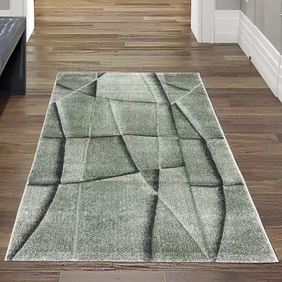 Immagine prodotto di Tappeto da salotto moderno Elegante, di facile manutenzione e resistente con motivo geometrico in verde Dimensioni - 80 x 150 cm