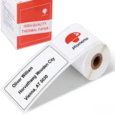 Produktbild von Phomemo M110 Etiketten, selbstklebende Etiketten, 1.57"×3.15"(40×80mm) kompatibel mit M110 M200 M220 M221 M100 Etikettendrucker, 100/Rolle