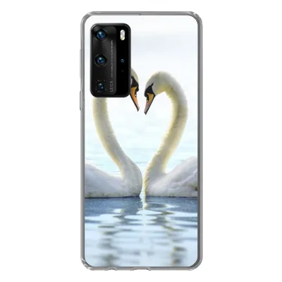 Produktbild von MuchoWow® Handyhülle Schutzhülle Hülle für Huawei P40 Pro Schwäne - Herz - Ehepaar Silikon Softcase Handy Hülle - Schutz