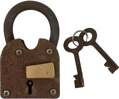 Produktbild von Vorhängeschloss Vintage 2 Schlüssel Nostalgie Eisen Antik-Stil Weinkeller