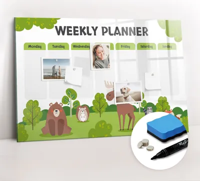 Produktbild von Magnetpinnwand Memoboard - Zubehörsatz - Schwarzer Marker + Schwamm + Magnete - 90 x 60 cm - Unterrichtsplan