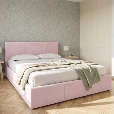 Produktbild von Home Collective Bett Doppelbett Polsterbett Bettgestell mit Lattenrost & Stauraum mit Bettkasten, Kopfteil mit 3 Paneelen | weicher Samt | 160x200 cm | Rosa, KI-generiertes Bild