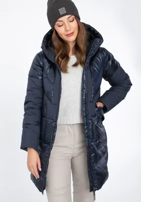 Produktbild von Wittchen Damen-Daunenmantel Materialmix Kapuze Blau