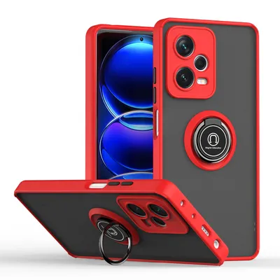 Immagine prodotto di Custodia per Xiaomi Redmi Note 12 Pro+ traslucida opaca in TPU con supporto ad anello e supporto Rosso