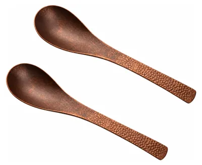 Kupferlöffel, handgehämmert, 2 Stück, 16 cm, vintage, japanisch