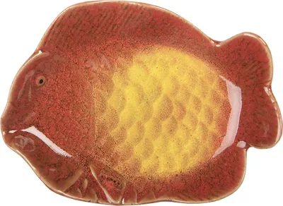 Zdjęcie produktu dla Clayre & Eef Miska Dekoracyjna Ryba 16x11x3 cm Pomarańczowa Ceramika