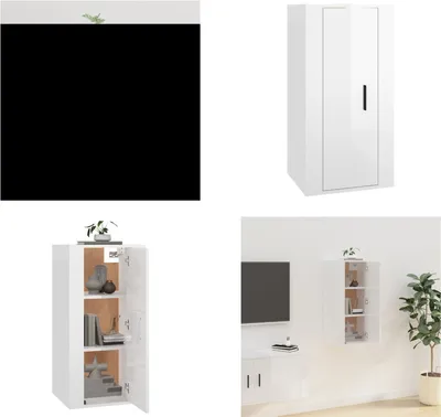 Produktbild von vidaXL TV Wandschrank Hochglanz Weiß 40x34,5x80 cm - TV-Wandschrank - TV-Wandschränke - TV-Schrank - TV-Konsole