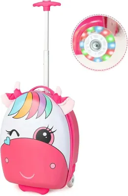 Image de Valise pour enfants - Valise à coque rigide - Matériau ABS - Motif cheval - Rose