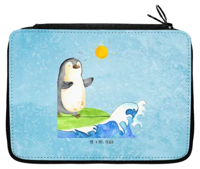 Produktbild von Mr. & Mrs. Panda Etui Pinguin Surfer - Eisblau - Geschenk, Portugal, Urlaub, Bleistiftetui, Federmappe, Hawaii, Schlampermäppchen, Optimistisch, Federmäppchen, Mäppchen
