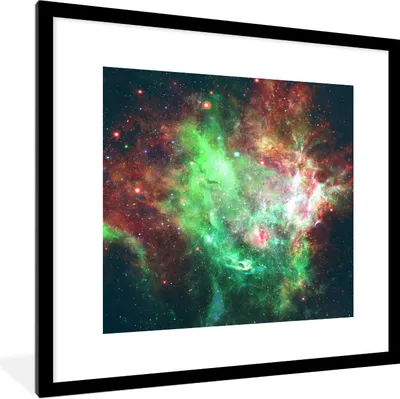 Produktbild von MuchoWow® Gerahmtes Poster Leerzeichen - Rot - Grün 40x40 cm - Poster mit Schwarzem Bilderrahmen Wandposter Rahmen Foto Bilder - Poster - Plakat im Rahmen