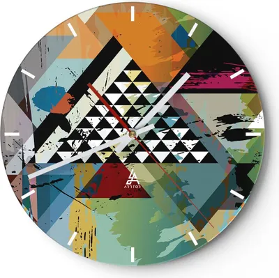 Produktbild von Wanduhr - Rund - Glasuhr - Abstraktion modern - 30x30cm - Schleichendes Uhrwerk - Lautlos - zum Aufhängen bereit - Dekoration Modern - Wanddekoration aus Glas - C3AR30x30-3610