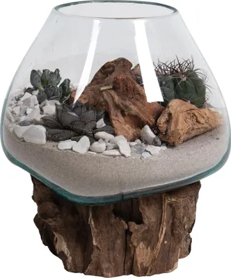 Produktbild von Dekovase >San-Marino< in Natur, Teak - 18x20x20cm (BxHxT)