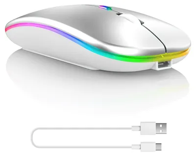 Zdjęcie produktu dla Bezprzewodowa mysz dwumodowa, Bluetooth i USB (2.4 GHz) z podświetleniem LED, kolor srebrny