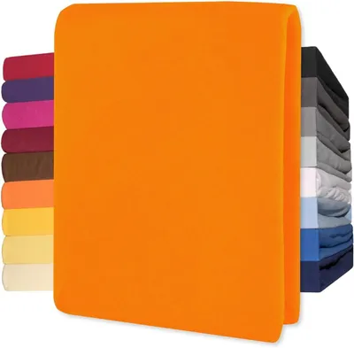 Productafbeelding van Lucina Hoeslaken Jersey Katoen Stretch 30cm Hoge Hoek - oranje 200x200cm - 200x220cm