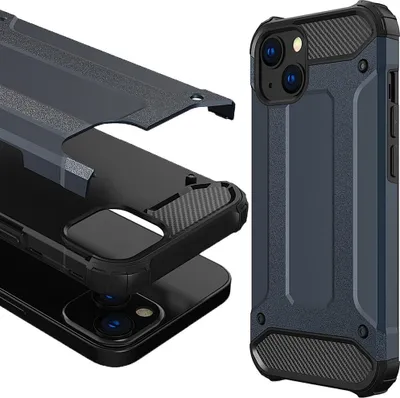 A disassembled and assembled view of a phone case.