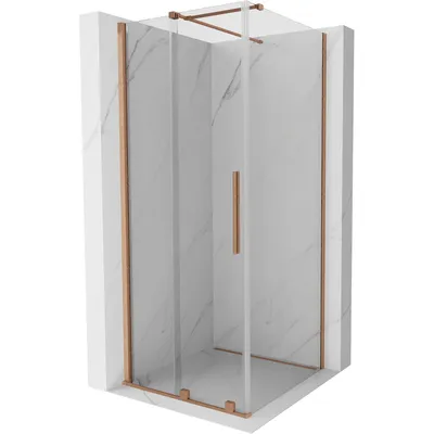 Obrázok produktu pre Mexen Velar sprchová kabína, posuvné dvere 90 x 90 cm, Priehľadné, kefovaná meď - 871-090-090-01-65