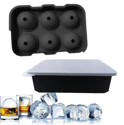 Obrázek produktu pro Formičky na led ze silikagelu, 12 kusů, kulaté a čtvercové s víčky, stohovatelné a bez BPA, na whisky koktejly a ledovou kávu