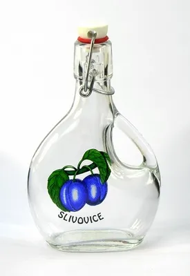 Obrázek produktu pro Láhev sklo 200ml BOCKSBEUTEL ucho ŠVESTKA, patent. uzávěr