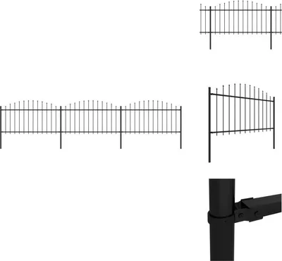 Produktbild von vidaXL Gartenzaun mit Speerspitzen Stahl (1,25 - 1,5) x 5,1 m Schwarz -  Zaunfelder