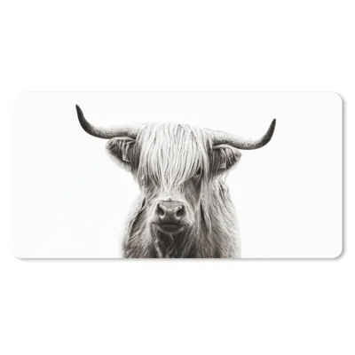 Produktbild von MuchoWow® Schreibtischunterlage Scottish Highlander - Schwarz - Weiß 80x40 cm - XXL Mauspad - Gaming Mauspad