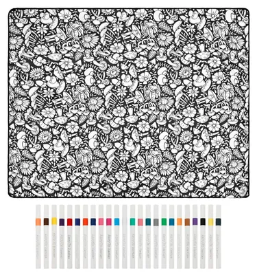 Immagine prodotto di Omgoods - Coperta da colorare fai-da-te per bambini e adulti - Coperta riutilizzabile per la pittura con 24 colori