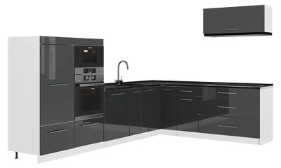 Obrázok produktu pre Rohová kuchyňa Vicco Fame-Line Antracit vysoký lesk/biely 327 x 227 cm, AP Antracit, Model 64416
