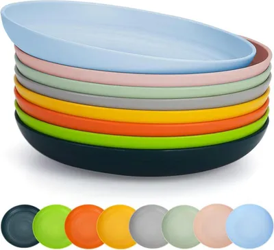 Zdjęcie produktu dla Berglander 8-kolorowy zestaw talerzy 23 cm, wielokrotnego użytku, można myć w zmywarce, można używać w kuchence mikrofalowej