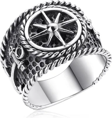 Produktbild von MATERIA Breiter Herrenring Nautischer Stern - 925 Silber Ring Anker maritim antik 18 19 20mm SR-36