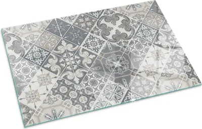 Produktbild von Dekoratives Mosaikmuster – Glasbodenplatte für – Kaminofen – Kaminplatte Glas – Schutzglas – Funkenschutzplatte –Glasbodenplatte Feuerfeste – Hitzeschutzplatte – Bodenschutz aus Glas – 100x70 cm