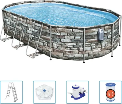 Produktbild von Bestway Power Steel 56719, 20241 l, Gerahmter Pool, Kind, Leiter, Mehrfarbig, 89,9 kg