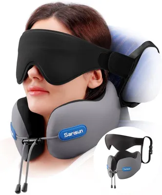 Immagine prodotto di Set di cuscini da viaggio, cuscino ergonomico per il collo, colore grigio, ideale per l'aereo