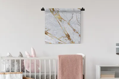 Produktbild von MuchoWow® Wandteppich Wandbehang Marmor - Muster - Gold 60x60 cm Tapisserie Dekoration Wandtuch - Dekorationen - Wand Decke