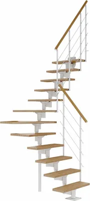 Produktbild von Dolle Mittelholmtreppe Boston 228-300cm Geschosshöhe 1/4-gewendelt in Eiche/Weiss